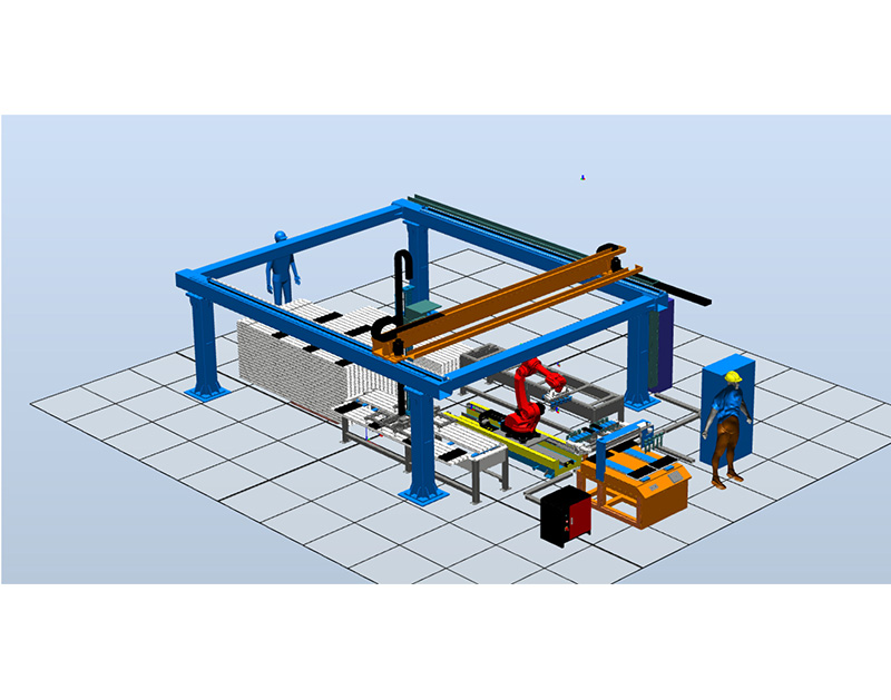 光伏鋁(lv)型(xing)材(cai)塗膠(jiao)機(ji)器人生産線